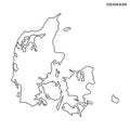 Outline map of Denmark vector design template. Editable Stroke.