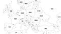 Outline map of Europe with Caucasian region. Simplified wireframe map of black lined borders. Vector illustration Royalty Free Stock Photo