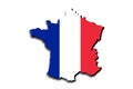 Outline map of France with the national flag Royalty Free Stock Photo
