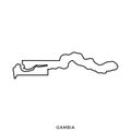 Outline map of Gambia vector design template. Editable Stroke.