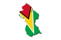 Outline map of Guyana with the national flag