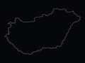 Outline Map of Hungary on black background