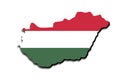 Outline map of Hungary with the national flag