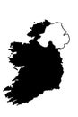 Outline map of Ireland. Republic of Ireland flooded with dark color, Northern Ireland belongs to Great Britain