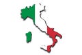 Outline map of Italy with the national flag