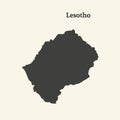 Outline map of Lesotho. illustration.
