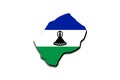 Outline map of Lesotho with the national flag