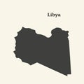 Outline map of Libya. Isolated illustration.