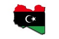 Outline map of Libya with the national flag