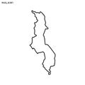 Outline map of Malawi vector design template. Editable Stroke.