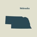 Outline map of Nebraska. illustration.