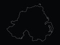 Outline Map of North Ireland on black background