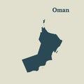 Outline map of Oman. illustration.