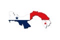Outline map of Panama with the national flag