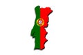 Outline map of Portugal with the national flag Royalty Free Stock Photo