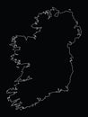 Outline Map of Republic of Ireland on black background