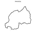 Outline map of Rwanda vector design template. Editable Stroke.