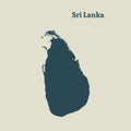 Outline map of Sri Lanka. illustration.