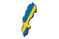 Outline map of Sweden with the national flag