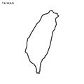 Outline map of Taiwan vector design template. Editable Stroke.