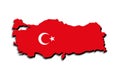 Outline map of Turkey with the national flag