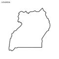 Outline map of Uganda vector design template. Editable Stroke.