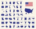 Outline map of the United States of America. 50 States of the US Royalty Free Stock Photo