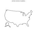 Outline map of United States of America vector design template. Editable Stroke. Royalty Free Stock Photo
