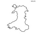 Outline map of Wales vector design template. Editable Stroke. Royalty Free Stock Photo