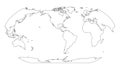 Outline map of World. Americas centered. Simple flat vector illustration Royalty Free Stock Photo