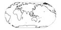 Outline map of World. Asia and Australia centered. Simple flat vector illustration Royalty Free Stock Photo