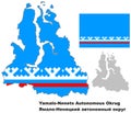 Outline map of Yamalo-Nenets Autonomous Okrug with flag