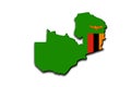 Outline map of Zambia with the national flag