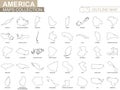 Outline maps of American countries collection Royalty Free Stock Photo