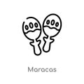 outline maracas vector icon. isolated black simple line element illustration from brazilia concept. editable vector stroke maracas Royalty Free Stock Photo