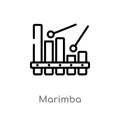 outline marimba vector icon. isolated black simple line element illustration from music concept. editable vector stroke marimba