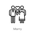 outline marry vector icon. isolated black simple line element illustration from love & wedding concept. editable vector stroke