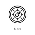outline mars vector icon. isolated black simple line element illustration from zodiac concept. editable vector stroke mars icon on Royalty Free Stock Photo