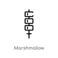 outline marshmallow vector icon. isolated black simple line element illustration from camping concept. editable vector stroke