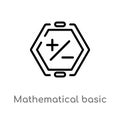 outline mathematical basic vector icon. isolated black simple line element illustration from signs concept. editable vector stroke