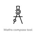 outline maths compass tool vector icon. isolated black simple line element illustration from tools and utensils concept. editable Royalty Free Stock Photo
