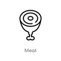outline meat vector icon. isolated black simple line element illustration from farming and gardening concept. editable vector Royalty Free Stock Photo