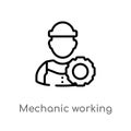 outline mechanic working vector icon. isolated black simple line element illustration from construction and tools concept. Royalty Free Stock Photo