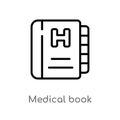 outline medical book vector icon. isolated black simple line element illustration from health and medical concept. editable vector Royalty Free Stock Photo