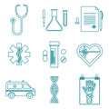 Outline medical icons set