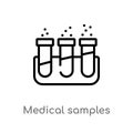 outline medical samples in test tubes couple vector icon. isolated black simple line element illustration from medical concept.