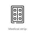 outline medical strip vector icon. isolated black simple line element illustration from health and medical concept. editable