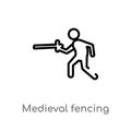 outline medieval fencing vector icon. isolated black simple line element illustration from sports concept. editable vector stroke