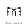 outline medieval walls in avila vector icon. isolated black simple line element illustration from monuments concept. editable