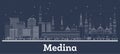 Outline Medina Saudi Arabia City Skyline with White Buildings